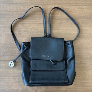 Furla Black Leather Backpack